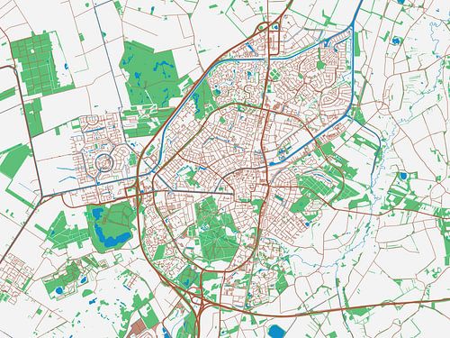 Kaart van Assen in de stijl Urban Ivory