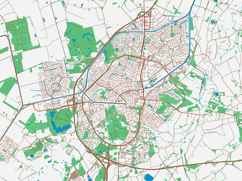 Kaart van Assen in de stijl Urban Ivory van De Kaartenwinkel