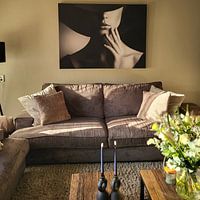 Klantfoto: vrouw met hoed van David Potter, op canvas
