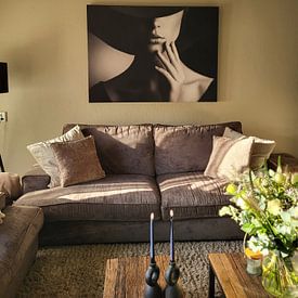 Klantfoto: vrouw met hoed van David Potter, op canvas