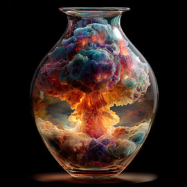 Eine farbenfrohe Wolke in einer Glasvase von TheXclusive Art