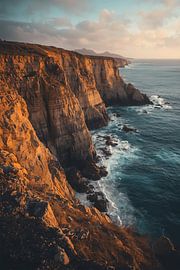 Falaises dorées dans la lumière du soir