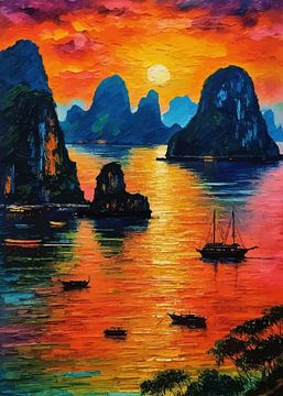 Ha Long Bay, zonsondergang van MIROKKU