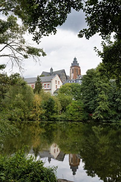 Cathedral of Wetzlar over the river Lahn, with reflections in autumn by Andreas Freund