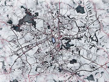 Map of Zwickau with the style 'White Winter' by Maporia