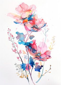 Aquarel Bloemen Nr. 6 van Andreas Magnusson