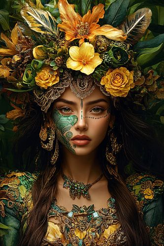 Nature goddess with Maori Tāmoko no.4