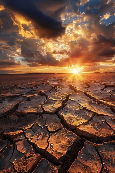 Magie bij zonsondergang in de woestijnvallei van fernlichtsicht