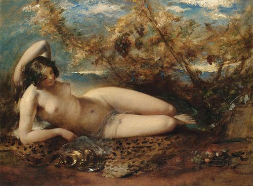 Een jonge vrouw liggend op een bontkleed, William Etty