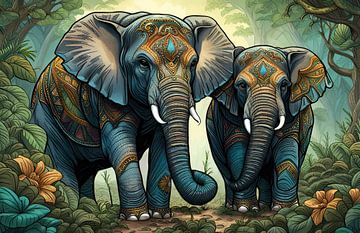 Indischer asiatischer Elefant geschmückt und verziert von Creavasis