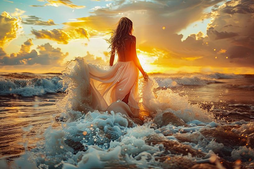 bride in the surf by Egon Zitter