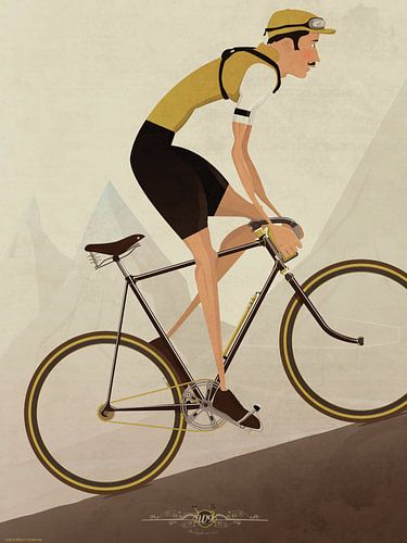 Vintage Uphill Cyclist On Bike