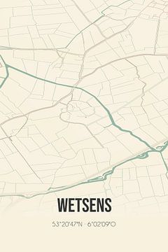 Vintage map of Wetsens (Fryslan) by Rezona