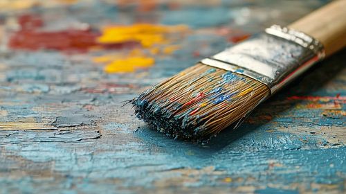 Pinceaux et palette de couleurs