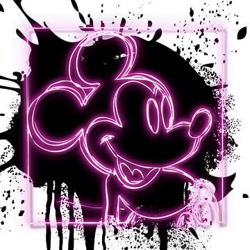 POP ART Mickey Mouse Neon Gloed Fineart op canvas van heroesberlin