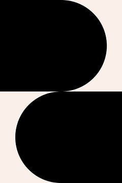 Zwart en wit minimalistisch geometrisch affiche met cirkels 2_4 van Dina Dankers