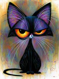 Boze zwarte kat - poes