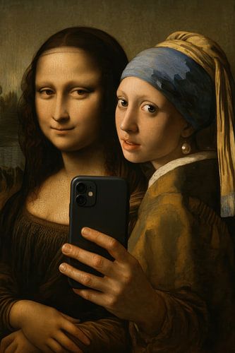 Dame met de parel Mona Lisa Selfie
