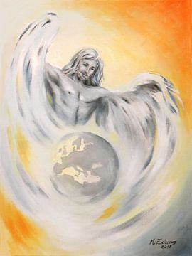 Schutzengel der Erde - handgemalte Engelkunst von Marita Zacharias