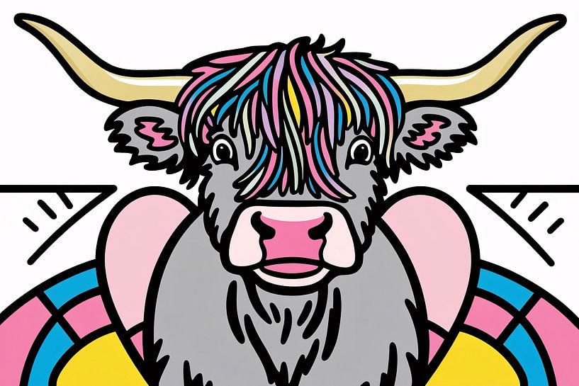 Colourful Scottish Highlander art by Imperial Art House