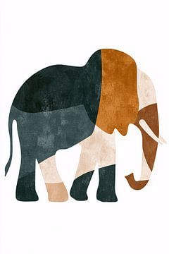 Abstracte olifant in aardetinten van Imperial Art House