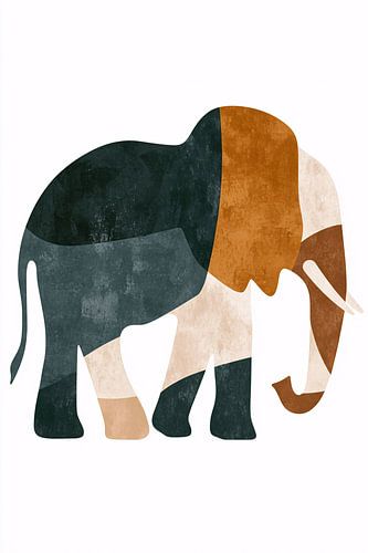 Abstracte olifant in aardetinten