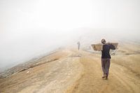 Sulfur Miner at Indonesian Volcano