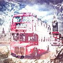 City-Art LONDON Red Buses on Westminster Bridge by Melanie Viola thumbnail