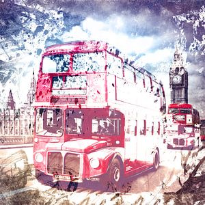 City-Art LONDON Red Buses on Westminster Bridge von Melanie Viola