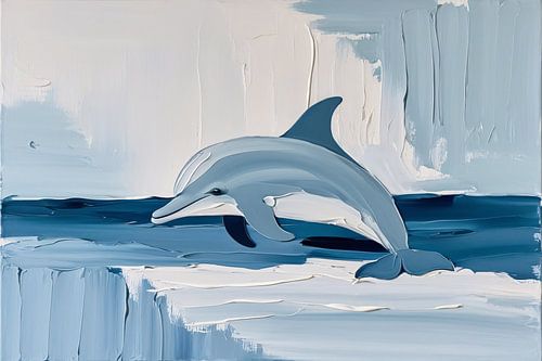 Dauphin dans une mer abstraite