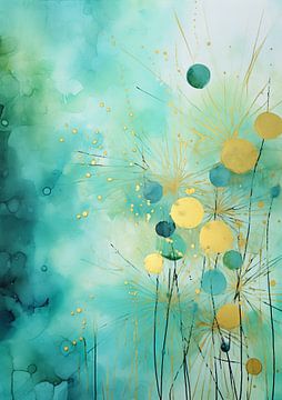 Gold and aqua in abstraction by Bianca ter Riet