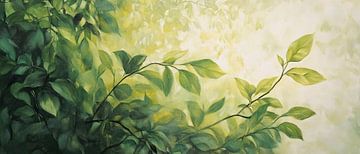 Groene bladeren in zacht licht van Poster Art Shop