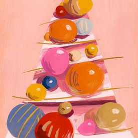 Playful pastel Christmas tree with colourful ornaments by But First Framing