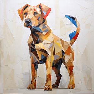 Hund Origami abstrakt hellbraun