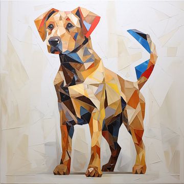Hond origami abstract lichtbruin van TheXclusive Art