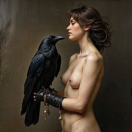 Woman with Raven by The Nudes Gallery