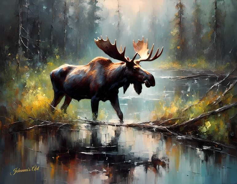 Wildlife - Abstracted Surrealism - Moose 3 by Johannas Art Creations