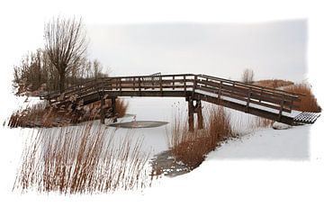 Small bridge in winter van Pim Feijen
