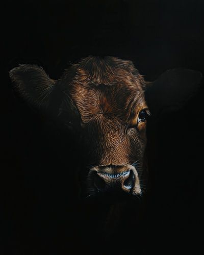 Braune Kuh in hohem Kontrast