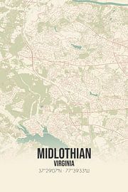 Alte Karte von Midlothian (Virginia), USA. von Ortsdrucke