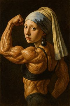 Het meisje met de parel Fitness van Poster Art Shop