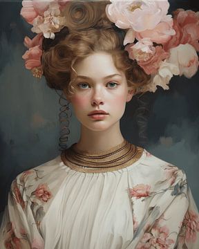 Portret met een romantische uitstraling in roze van Carla Van Iersel