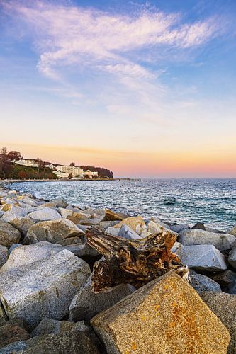 Promenade and pier in autumn in the town of Sassnitz on the by Rico Ködder
