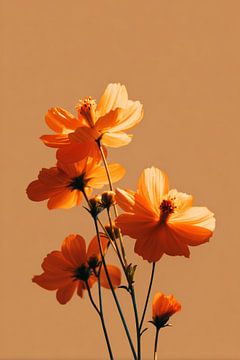 Flowers in Sunlight Warm Golden Orange Moment by Eva Lee