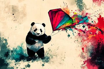 Panda met kleurrijke vlieger van Imperial Art House