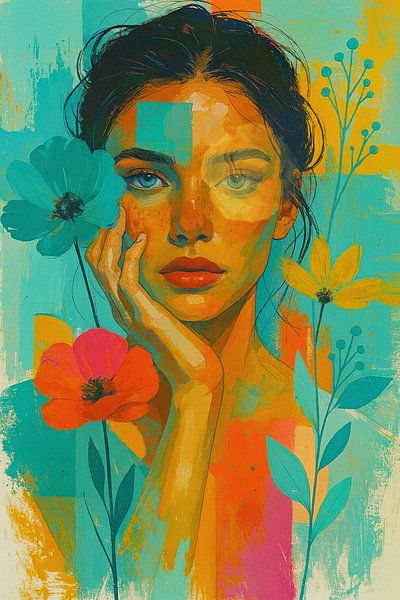 Abstract Portret - Mint Memory van Moonheart Artworks