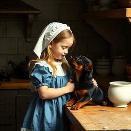 Girl with Puppy by Eric Sellmeijer