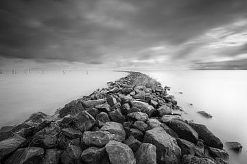 Trintelhaven breakwater black and white long shutter speed by Ate de Vries