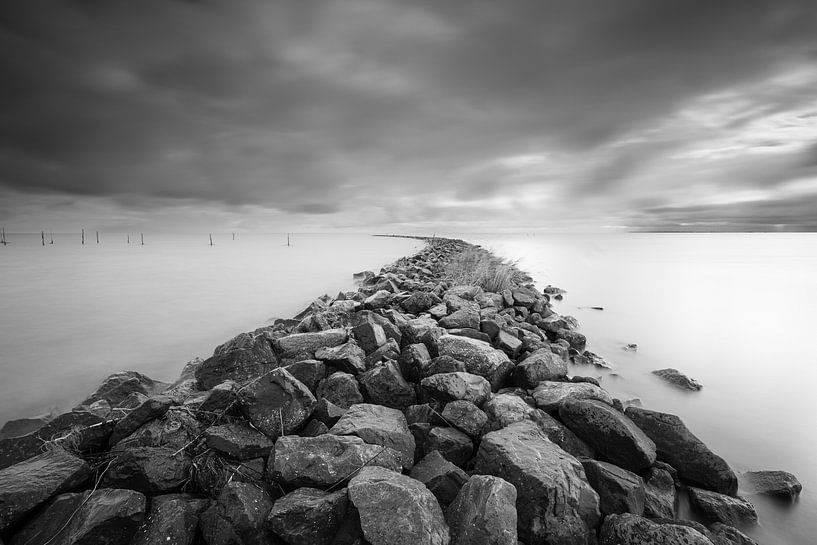 Trintelhaven breakwater black and white long shutter speed by Ate de Vries