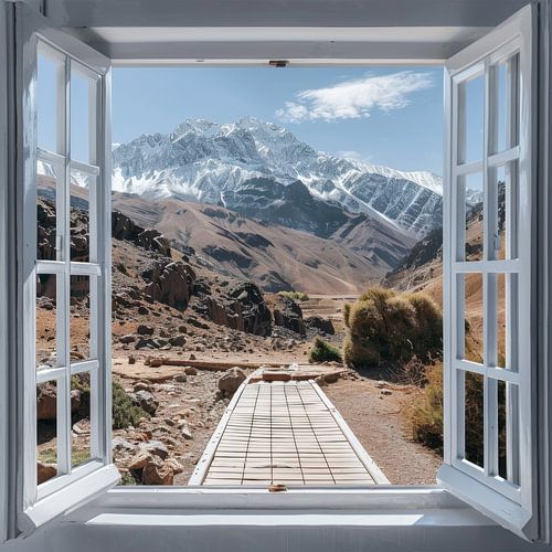 Uitzicht vanuit het raam op de Jbel Toubkal